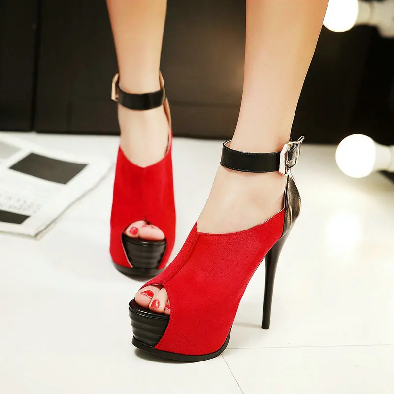 Sale Promotion Novelty Shoes Women Pumps Spring Peep Toe Gladiator Thin High Heels Platform Female Faux