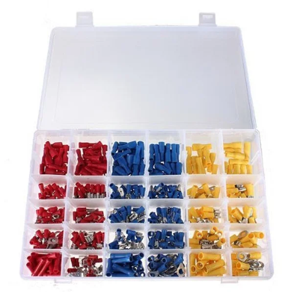 

Hot sale 480Pcs/lot Insulated Electrical Wire Terminal Crimp Spade Ring Butt Kit Heat Shrink Electrical Connectors with Box