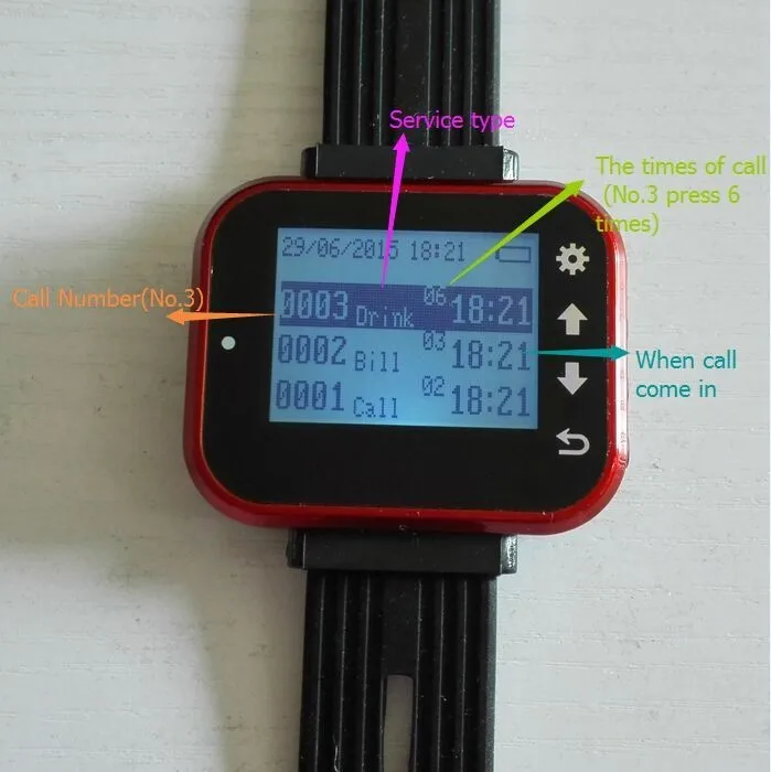 1 teclado 5 reloj muñeca 35 botones restaurante sistema de pedido cocina llamada camarero