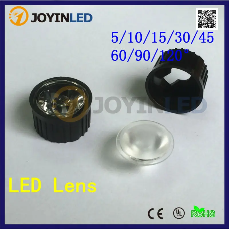 

Free shipping 10pcs dia.20mm 30 Degree waterproof led optical lens Black/White holder transparent pearl Collimator lens