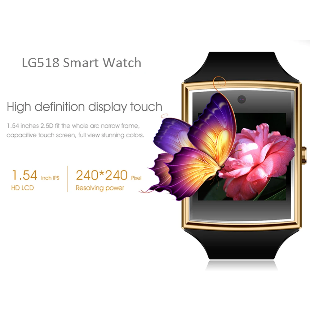 

Bluetooth Smart Watch With Camera SIM Card IP67 Smartwatch NFC Touch Screen 1.54" IOS Android Remote Control