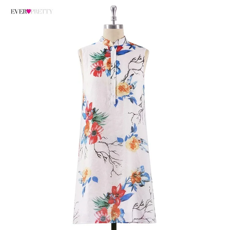 Ever Pretty Vestido Novia, короткое платье для вечеринки в китайском стиле, 04000 белое платье трапециевидной формы с цветочным принтом и коротким рукавом для мамы невесты - Цвет: AS04002