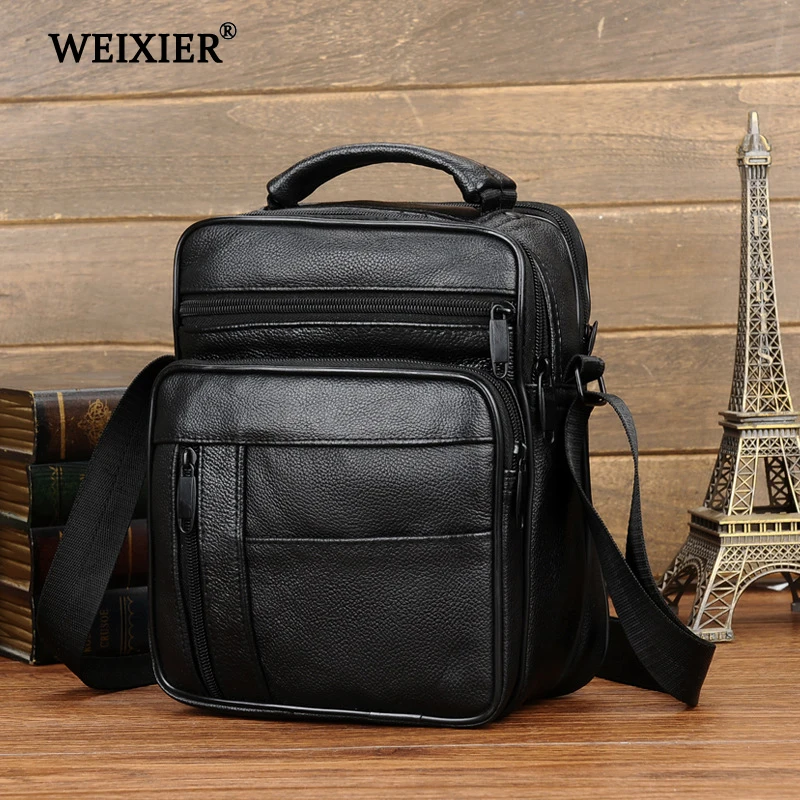  WEIXIER Brand 2019 New Business Men's Casual Genuine Leather Cow skin Small Men Messenger Bags High - 32967742192