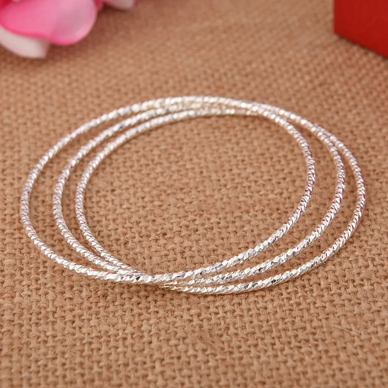 

AKOLION Women's Accessories Hot-Selling Simple Fine Closed Bracelet With Multiple Rings Silver Bangle Dating/Gifts For Women