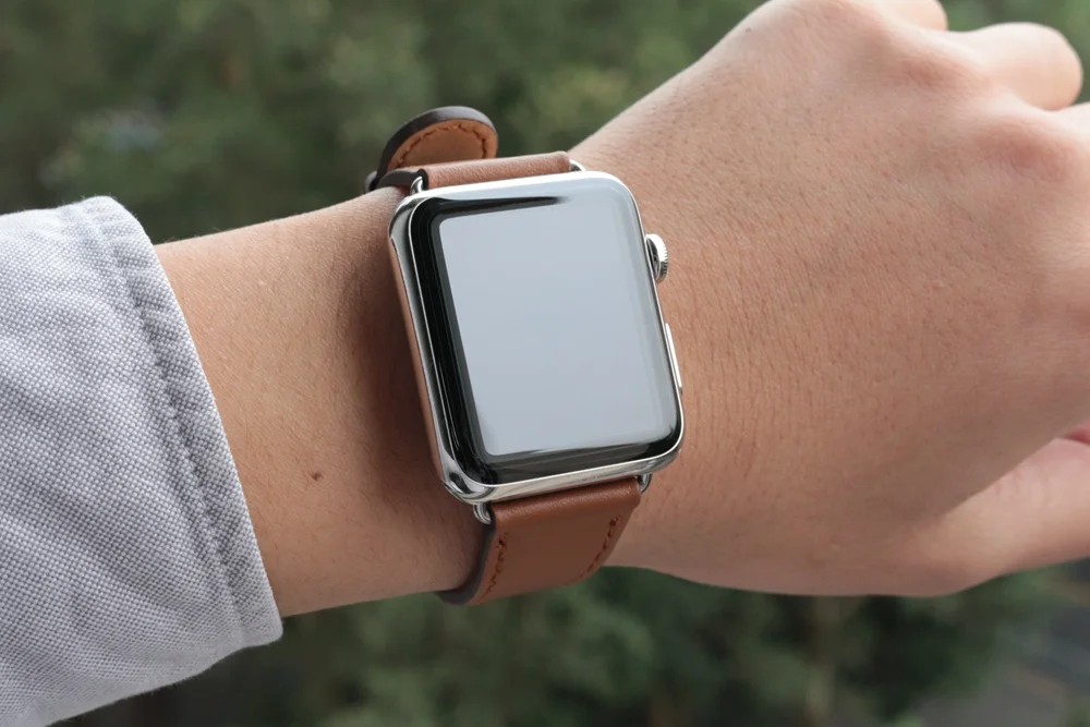 Классический ремешок URVOI для Apple Watch series 6 5 SE 4321 iwatch из телячьей кожи с квадратной
