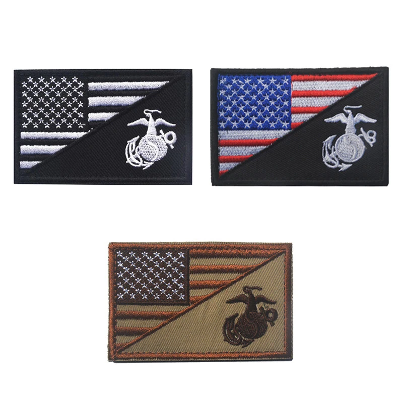 

US Marine Corps Embroidered Large Insignia Patch USMC Military Eagle Anchor Globe Logo Iron-On US National Flag Tactical Patch