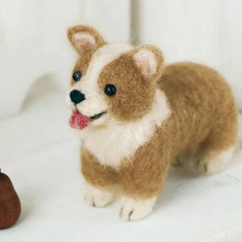 

2019 Cartoon Cute Lovely Dog Wool Needle Felting Toy Doll Wool Felt Poked Needle Kit DIY Package Non-Finished
