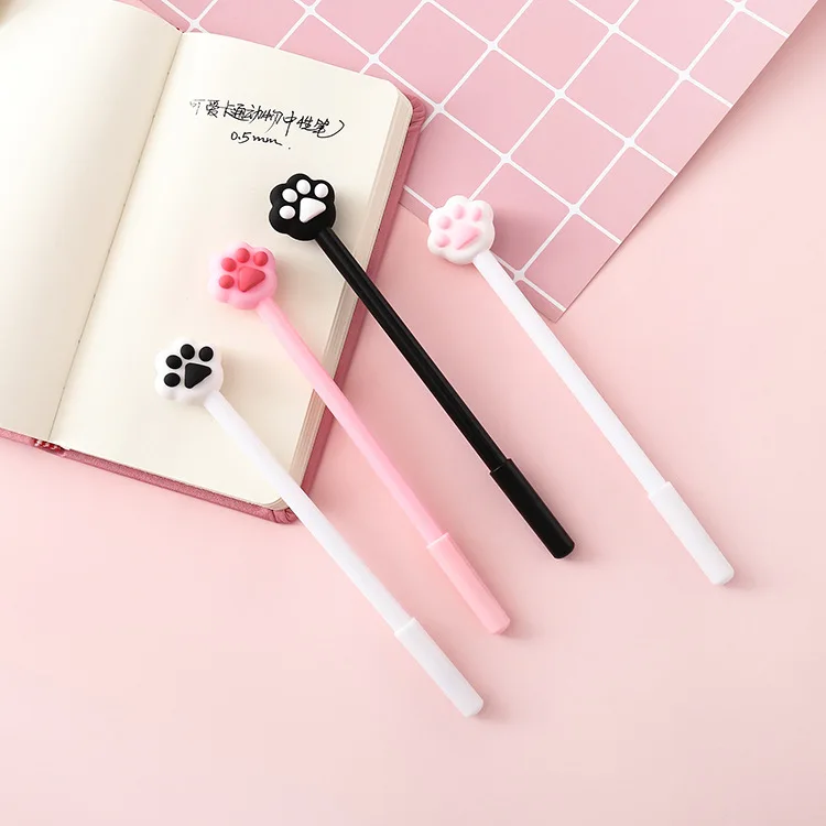 

32 Pcs/lot Cute Cat Paw Gel Pen Lovely Pink Heart 0.5mm Signature Pen Escolar Papelaria School Office Supply Promotional Gift