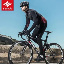 Santic новые мужские зимние велосипедные штаны 4D теплые флисовые горные шоссейные велосипедные штаны Мягкие велосипедные длинные брюки