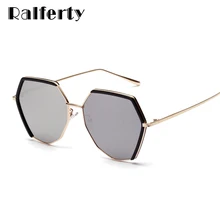 Ralferty Ретро неправильный многоугольник Солнцезащитные очки женские серебряные зеркальные солнцезащитные очки UV400 стильные очки аксессуары W813020