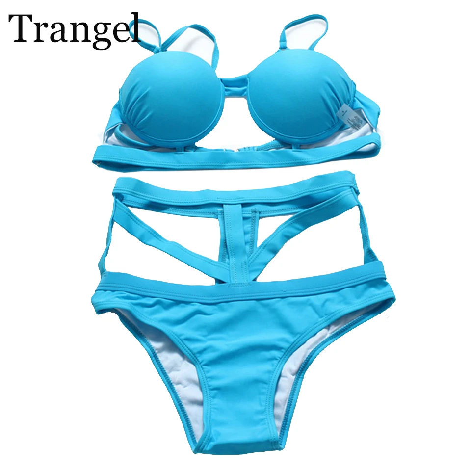 Trangel 2018 High Waist Bikini Set Sexy Hollow Out Swimsuit Women Push 