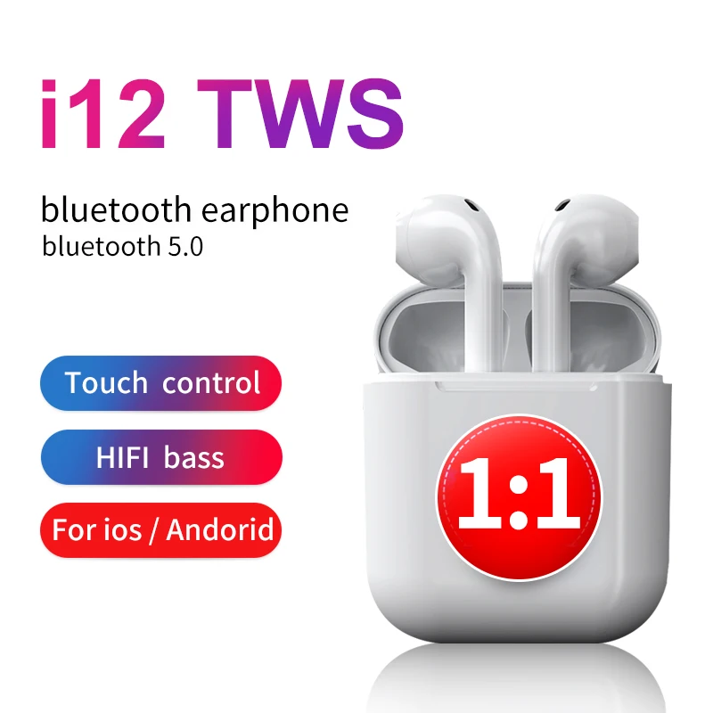 

i12 TWS Touch Control Earphone Wireless Bluetooth 5.0 Earphones 3D Surround Sound Charging Box For iPhone Smart Phone Xiaomi