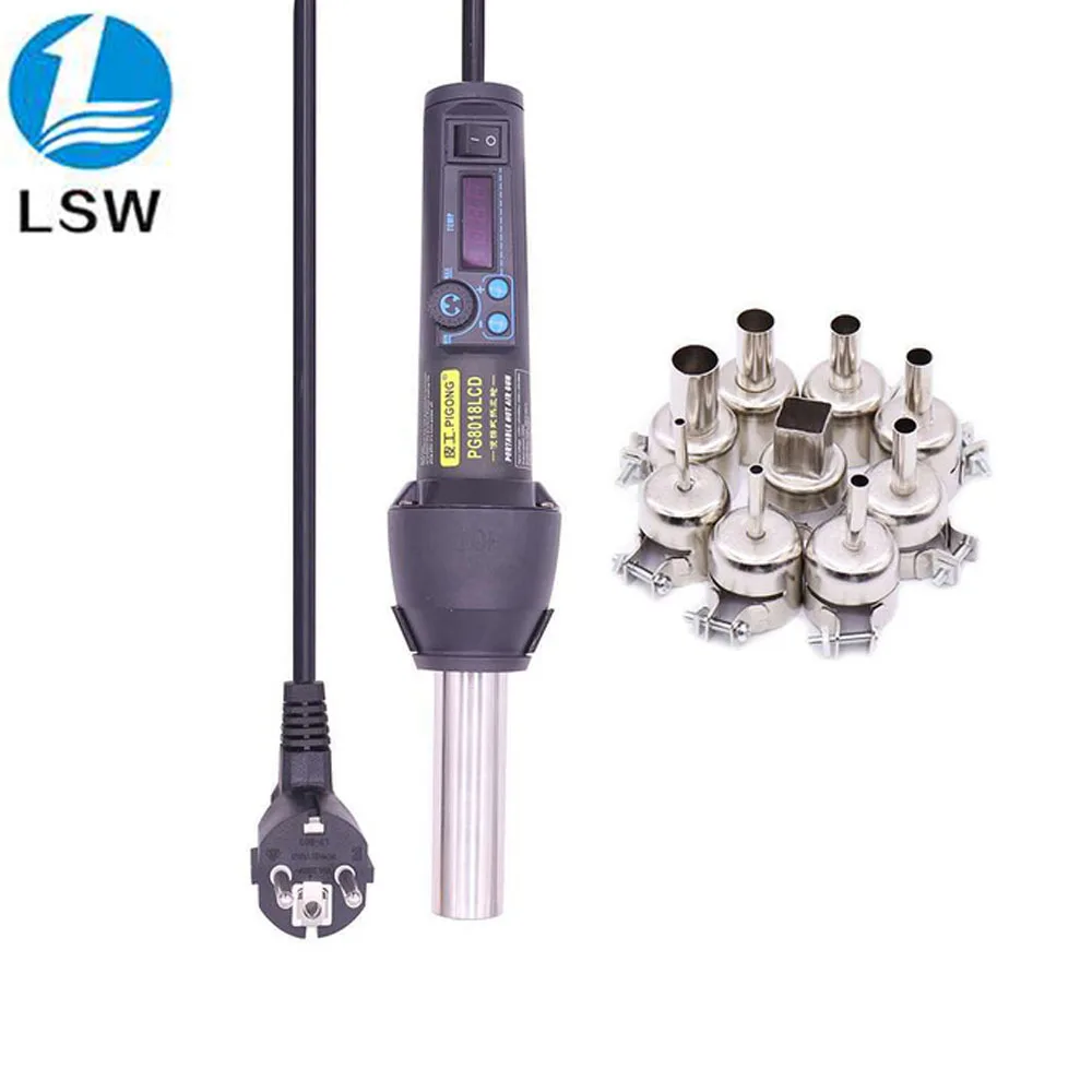 

PG8018LCD 650W LCD Adjustable Electronic Heat Hot Air Gun Desoldering Soldering Station IC SMD BGA + Nozzle 8858 650W