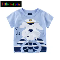 Розничная продажа летние рубашки для мальчиков Одежда для маленьких мальчиков и девочек собака капитан большая акула синий/серый Футболки