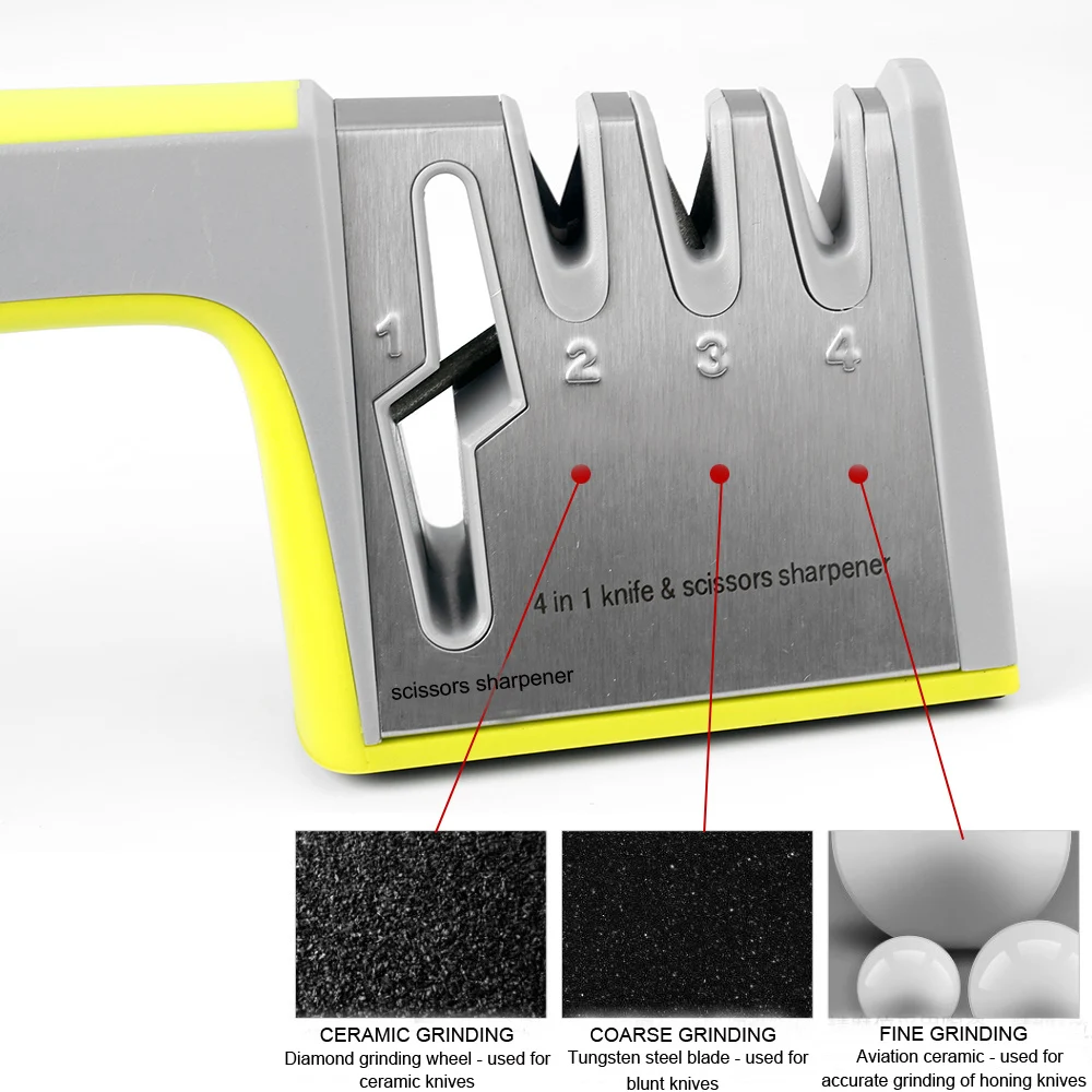 XITUO 4 в 1 Алмазное покрытие и тонкий керамический стержень нож точилка ножницы и ножницы система заточки лезвие из нержавеющей стали