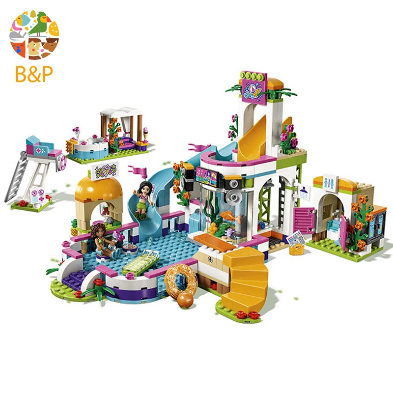 

Hot Building Blocks Model 37029 Compatible with Friends Summer swimming pool 41313 Model Educational Toys for Children Gitf