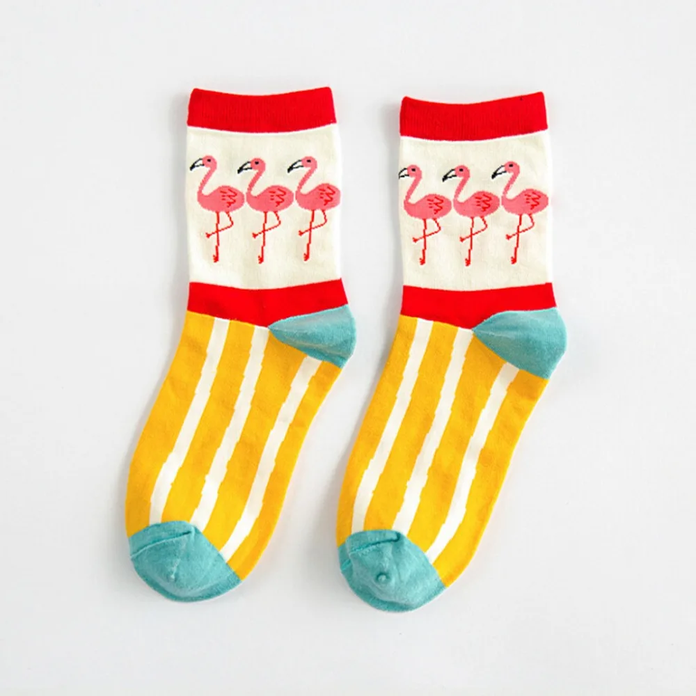 2018 Fashion Harajuku Bird Flamingo Cartoon Animal Socks Female Women Girl In Tube Sox Socks Cylinder Socks