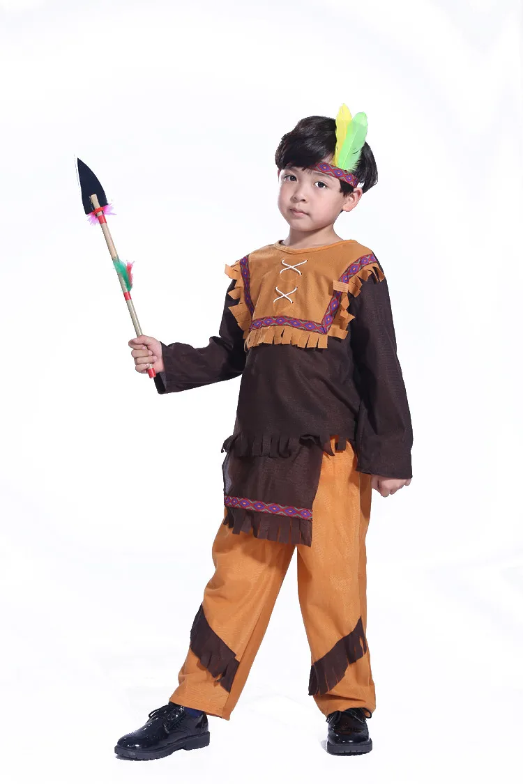 ; детская одежда на Хэллоуин; Одежда для мальчиков; одежда в индийском стиле; Национальный костюм в стиле джунглей