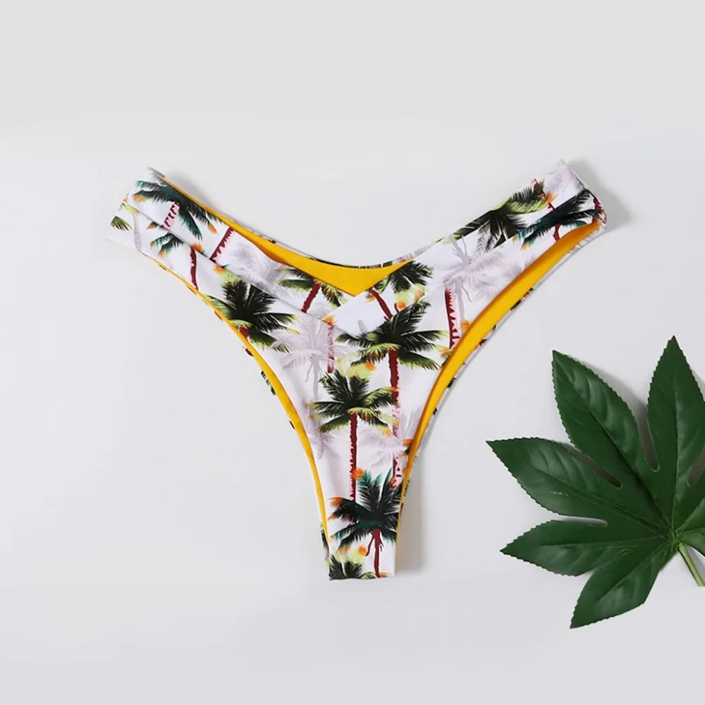 

Coconut Print Padded Swimwear Bathing Beachwear Swimming Pants Sexy Women bikini thong Swimming Pants costume mare donna 15#