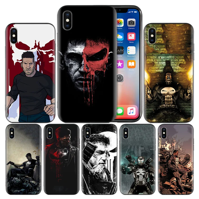 

Marvel The Punisher Fundas Case For Apple iPhone 7 8 6 6S Plus X XS MAX XR 5 5S SE 10 Ten 7Plus 6SPlus Mobile Phone Bag Cover