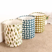 Корзина для белья из хлопка и льна Водонепроницаемая Складная PE корзины для хранения хранение Коробка органайзер для одежды 35*45 см