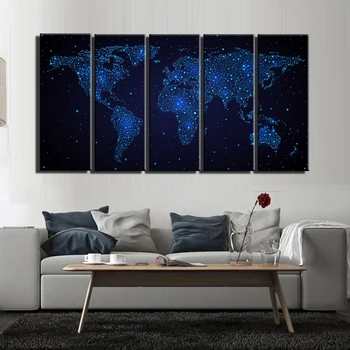 

Modern Large Wall Art Blue Color World Map Canvas Print for Wall Decor Wall Art Canvas Print for Home and Living Decoration