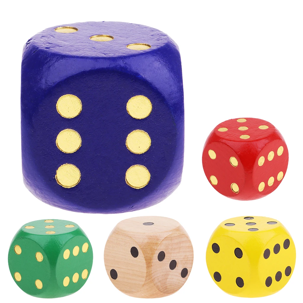 

MagiDeal Extra Large Wooden Dice with Rounded Corner D6 Six Sided Dice 5cm For Board Games Table Games