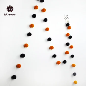 

Let's make 40pc Wool Felt Ball Garland Room Decor Retro Orange Black Felt Ball Pom Pom Bunting- Baby Shower Ballet Bedroom