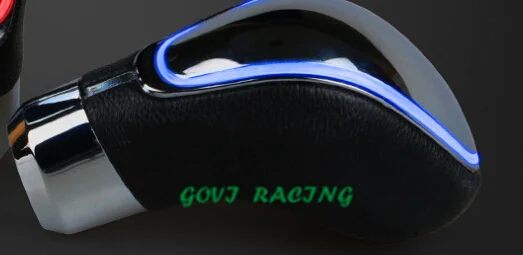 Pomo de engranaje de coche manual universal de cuero led azul para auto estilo transmisión pomo chche palanco cambio Pomo de engranaje de coche manual universal de cuero led azul para auto estilo transmisión pomo chche palanco cambio