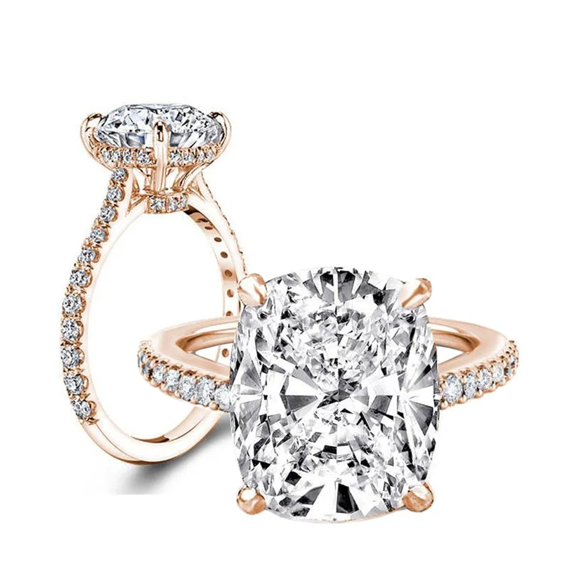 

925 Sterling Silver Elegant Rings for Women SONA Diamond Fine Jewelry as Gifts Silver/Rose gold Wedding Bands Anniversary