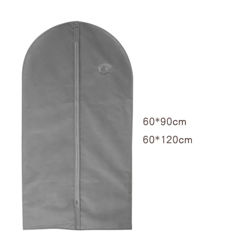 1X Black Gray Garment Bag Clothes Suits Dust Cover Dust Bags Wardrobe Storage Non Woven Fabric Suit Coat Dress Jacket Zipper Bag 6