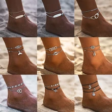 17 миля 9 стиль винтажные ножные браслеты для женщин и девушек Античный Серебристый браслет на ногу Браслеты Женские Ювелирные изделия ручной работы Прямая поставка