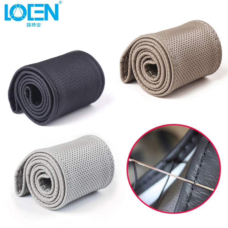 LOEN 1 шт. кожаный чехол для руля автомобиля Прошито вручную 38 см BMW Toyota Hyundai Chevrolet Ford