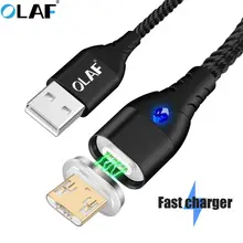 Olaf led magnético micro cabo usb para samsung s7 sony lg 1m ímã cabo de dados de carregamento rápido para xiaomi redmi android cabo de fio