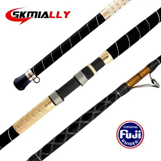 Best Offers Skmially 1.65m Ocean Boat Spinning Fishing Rod Features:80-100Number FUJI DPS  reel seat Carbon Jigging Lure Rods Pesca Olta