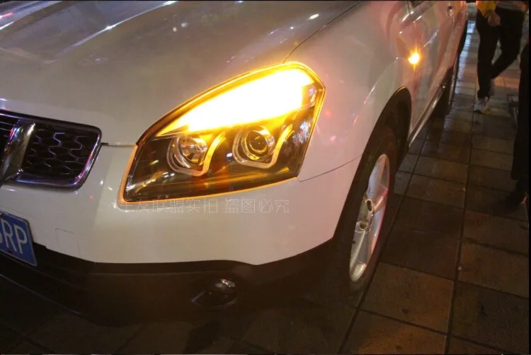 Автомобильный Стильный чехол на голову для Nissan Qashqai 2008-12 фары светодиодный фонарь DRL Объектив Двойной Луч Биксеноновые автомобильные аксессуары