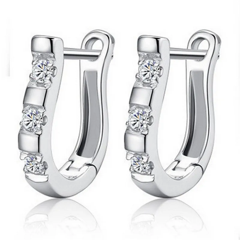

Hot sale New arrive U type zircon ear studs Korean edition earrings Copper plated silver ear stud