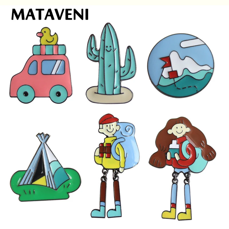 

Cute Cartoon Cactus Icons on Badges Kawaii Acrylic Pin On Badges For Backpack Clothing