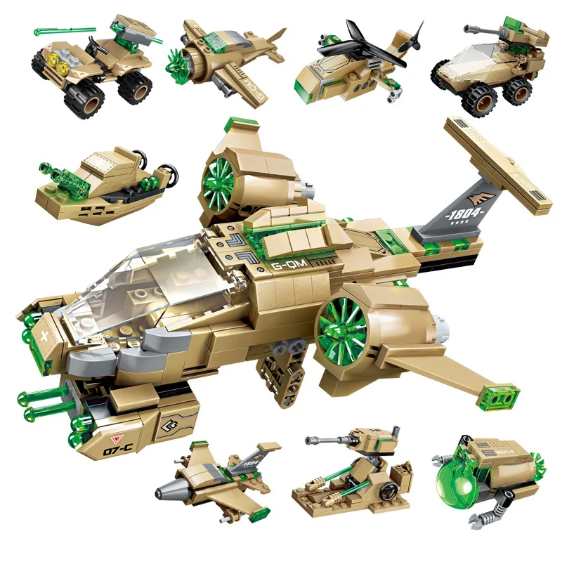 

8IN1 Military Series Aircraft Blocks Robot Deformation Fighter Building Blocks Compatible Legoed Educational Toys for Children