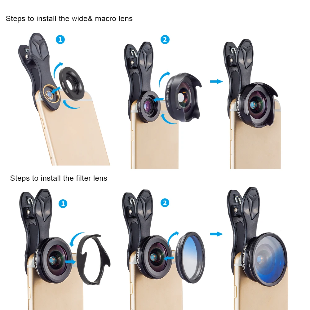 Apexel 手机相机镜头套件高清广角 宏镜头适用于android Ios 智能手机 Ebay Apexel 手机相机镜头套件高清广角 宏镜头适用于android Ios 智能手机 Ebay