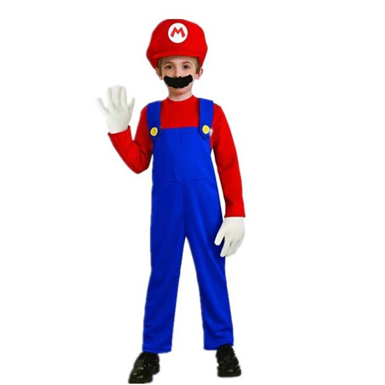 Новогодний костюм Супер Марио для косплея, Детский семейный костюм Funy Luigi Bros Plumber Purim, нарядное платье, рождественские вечерние костюмы