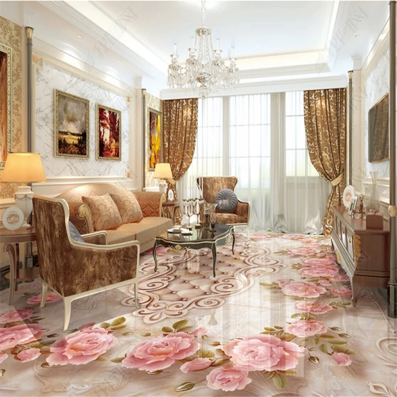 beibehang Custom fashion wall papers home decor waterproof pvc stereo European marble rose relief 3D floor zenith 3d wallpaper