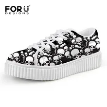 Plus Size 35-41 Women Platform Shoes Fashion Skull Print Creepers Shoes for Lady Casual Female Women Flat Shoes zapatos mujer