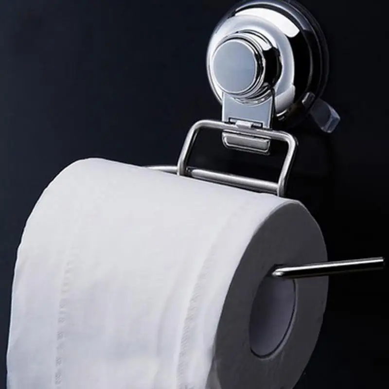 Stainless Steel Strong Suction Cups Toilet Paper Towel Roll Holder Hook