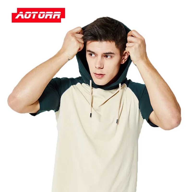 

Hoodies Short Sleeve Mens Patchwork Summer Hoodie Shirt Casual Hip Hop Sweatshirt Men Tops Brand Hoody Homme De Marque Plus Size