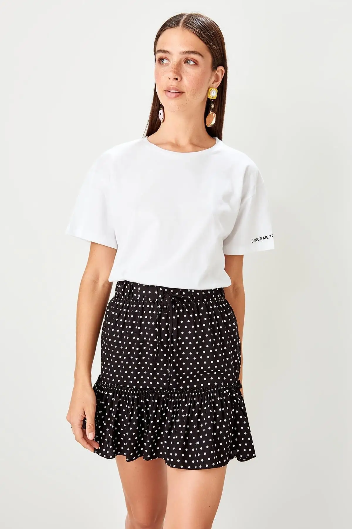 

Trendyol Black Polka Dot Skirt TWOAW20ET0048