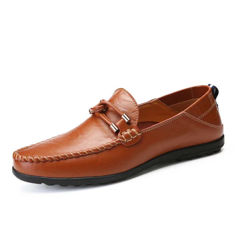 

Fashion Men Leather Shoes Peas Shoes Men Flats Footwear Loafers Flat Driving Moccasins Slip On Elastic Casual Shoes