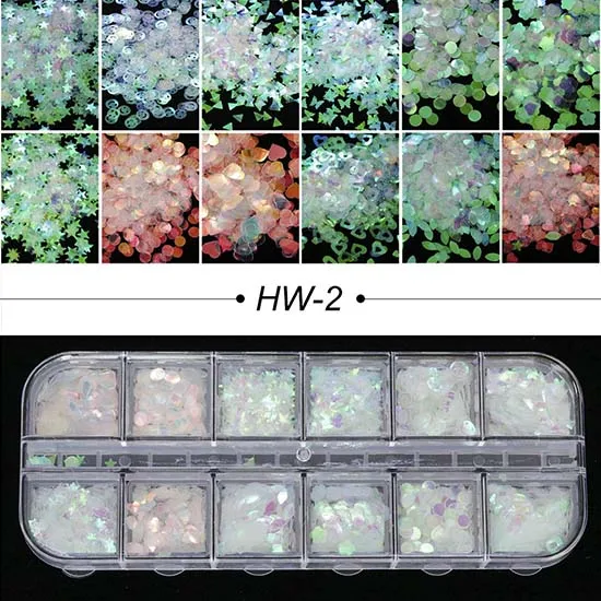 1 комплект сверкающие ногти блестки смешанные 12 сетки круглый треугольник сахарный пигмент DIY Шарм полировка украшения маникюрные инструменты CHP - Цвет: HW-2
