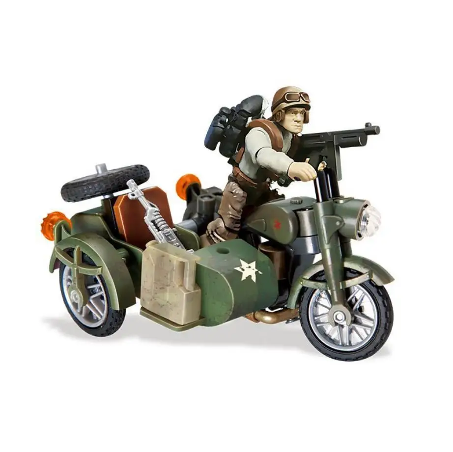

Military 1:36 scale Sirius Commandos Anti-terrorism in the Jungle mega block army action figures Side Wheel Motorcycle brick toy