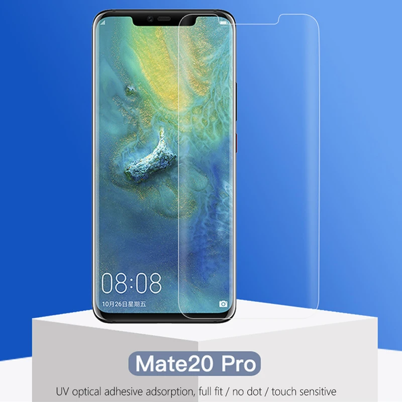 Ультра-тонкая Обложка для huawei P30 Pro УФ-жидкость закаленная Стекло мембрана достижения полного заряда для huawei Коврики 20 P20 P30 Pro Lite нано для защиты экрана